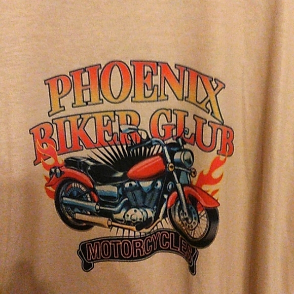 Shein men's XL Phoenix Biker Club tan shirt (J3) - Picture 2 of 4